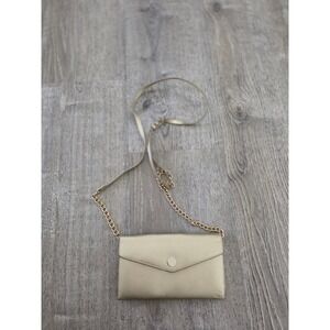 Metallic Gold Saffiano Leather Wallet on Chain Crossbody Bag